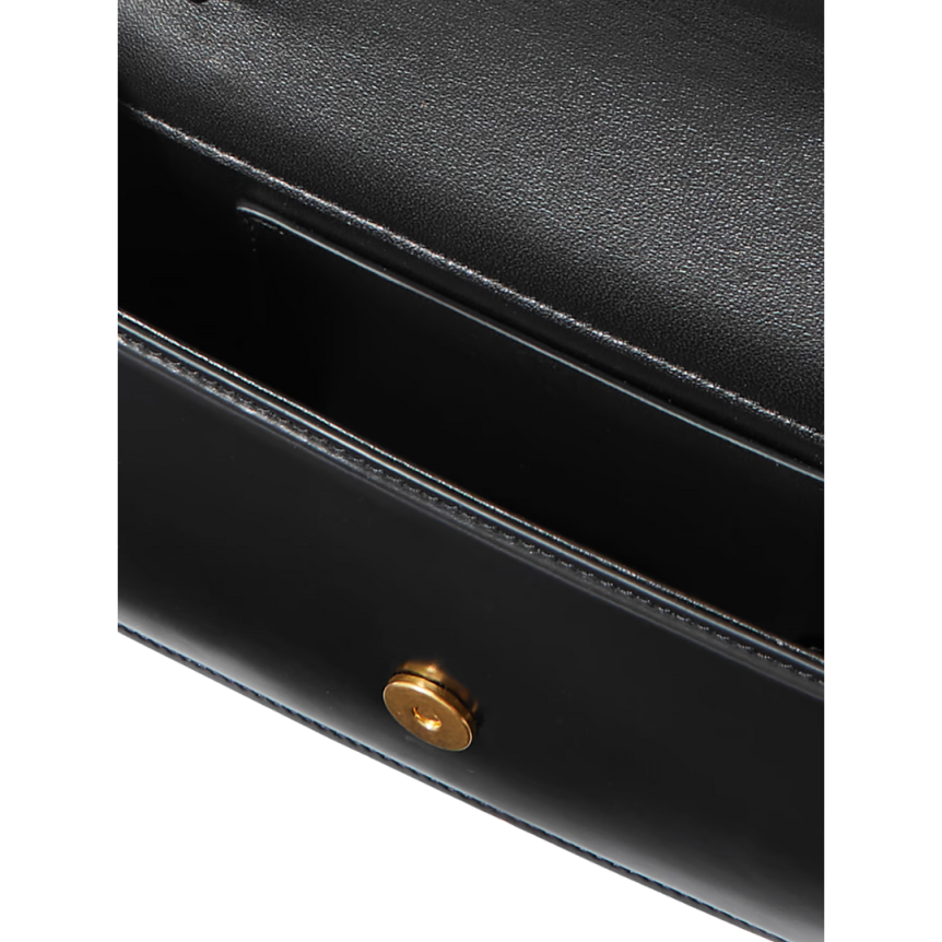 VALENTINO Petit sac porté épaule Vain cuir veau noir chainé dorée