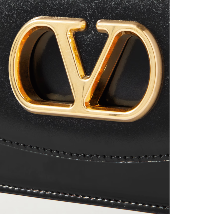 VALENTINO Petit sac porté épaule Vain cuir veau noir chainé dorée