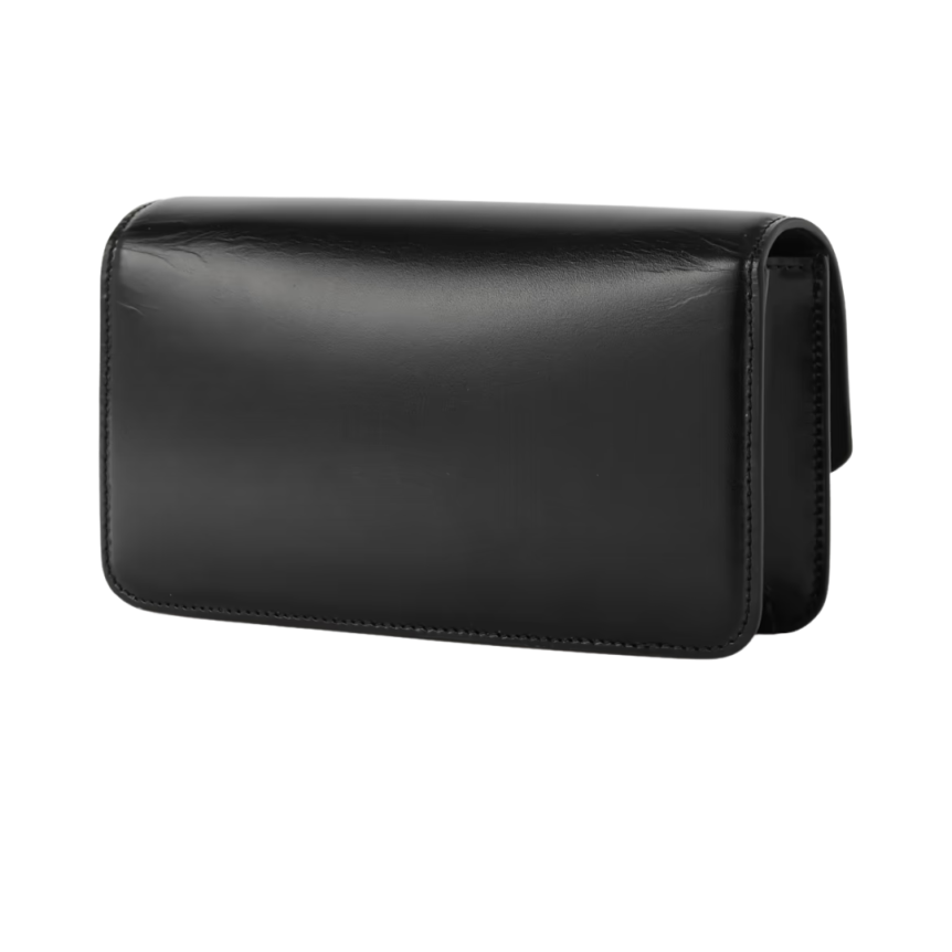 VALENTINO Petit sac porté épaule Vain cuir veau noir chainé dorée