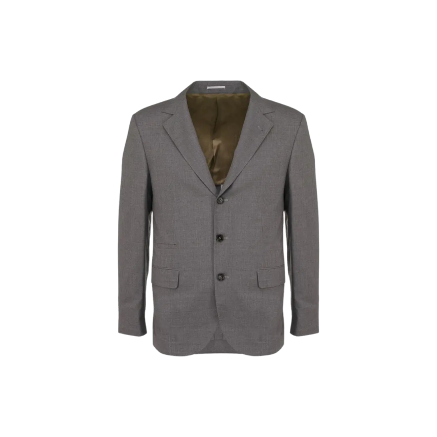 Costume droit classique BRUNELLO CUCINELLI laine soie gris