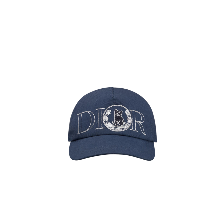 Casquette coton bleu marine broderie chat DIOR AND HYLTON NEL