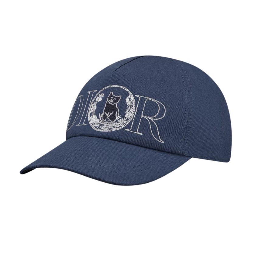 Casquette coton bleu marine broderie chat DIOR AND HYLTON NEL