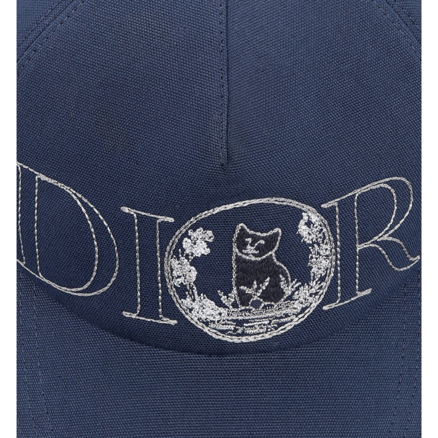 Casquette coton bleu marine broderie chat DIOR AND HYLTON NEL