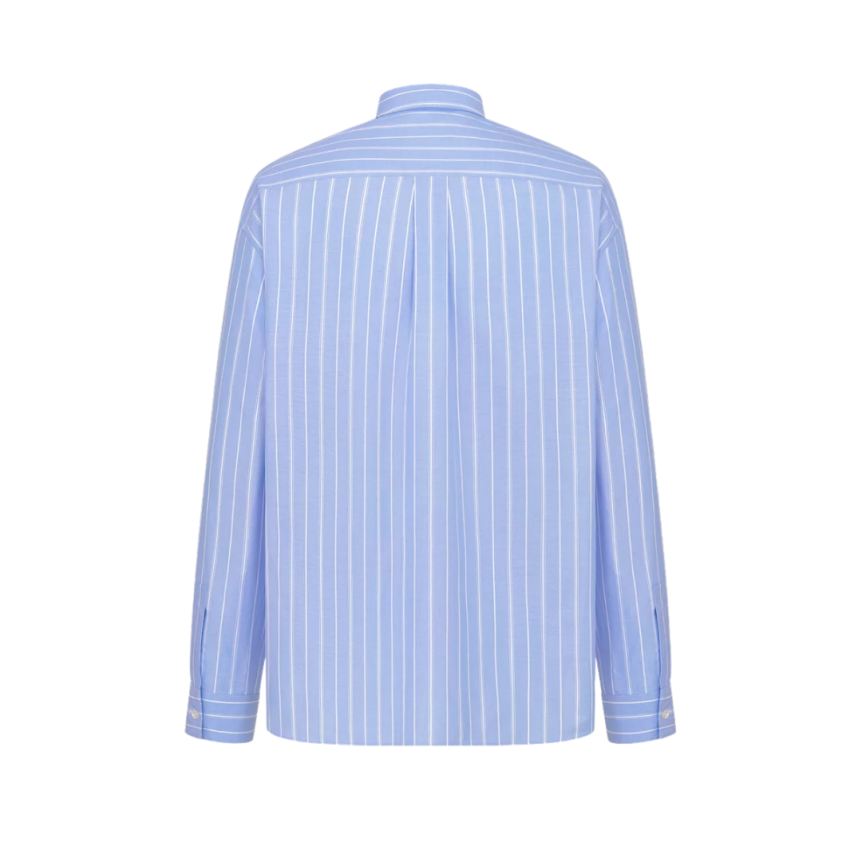 Chemise DIOR coton bleu rayures poche broderie chat Hylton Nel