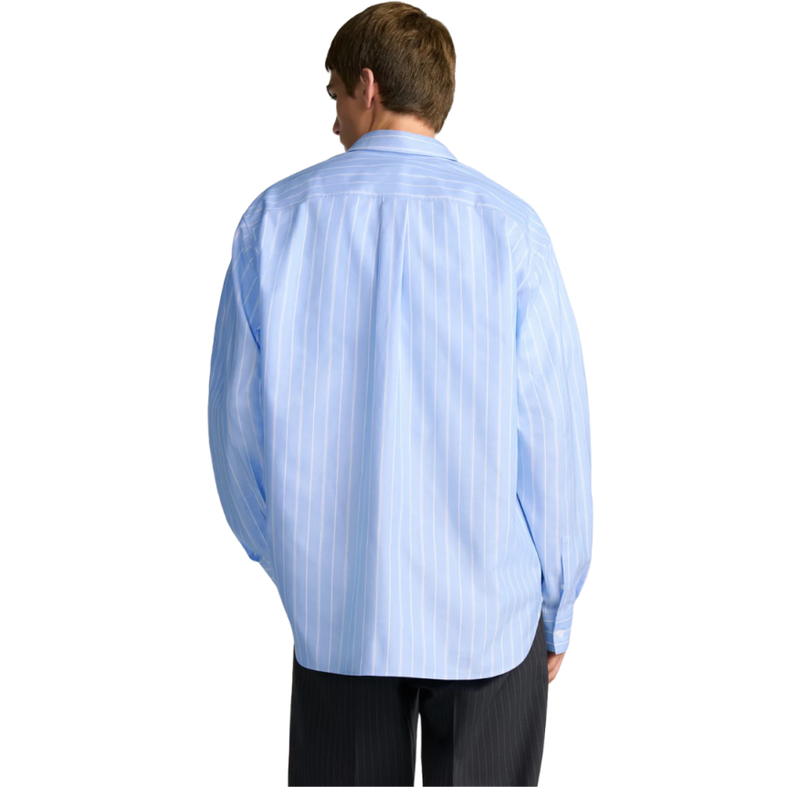 Chemise DIOR coton bleu rayures poche broderie chat Hylton Nel