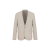 Veste droite fermeture arrondie toile laine vierge lin beige