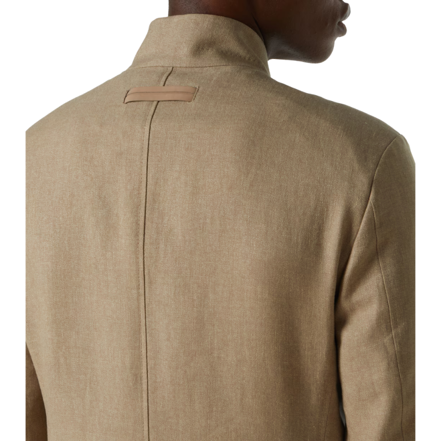 Veste militaire ZEGNA II Conte col officier lin laine ficelle 2 poches plaquées