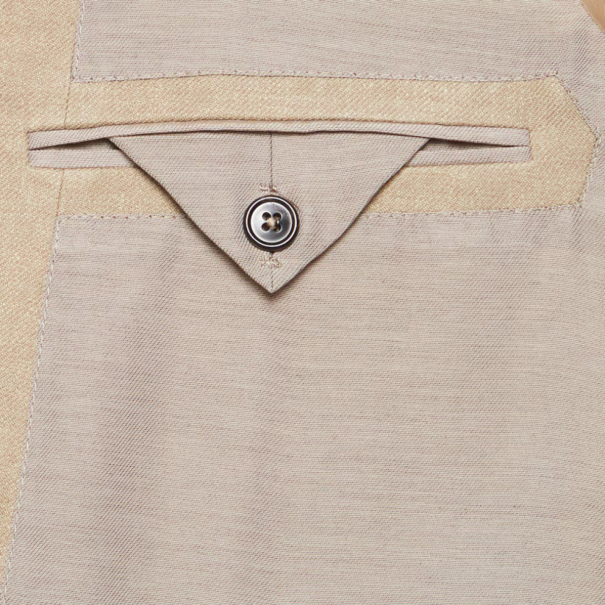 Veste militaire ZEGNA II Conte col officier lin laine ficelle 2 poches plaquées