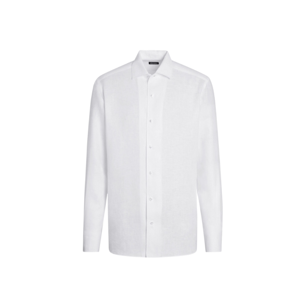Chemise manche longue ZEGNA lin blanc col italien