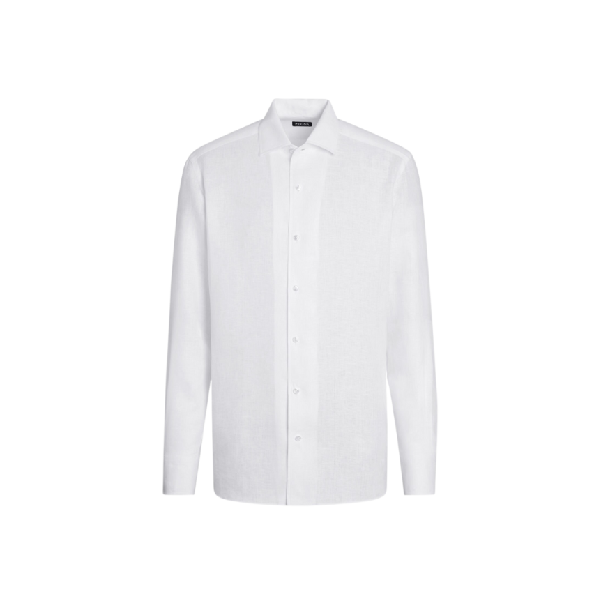 Chemise manche longue ZEGNA lin blanc col italien