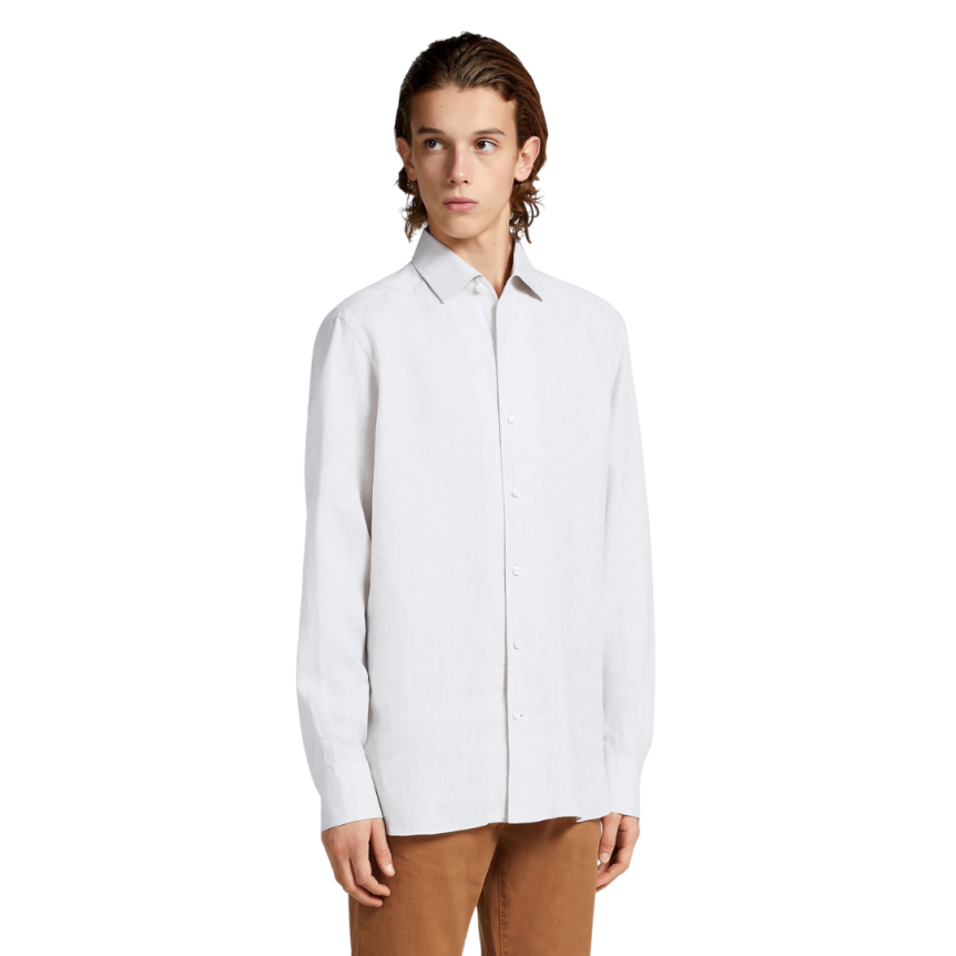 Chemise manche longue ZEGNA lin blanc col italien
