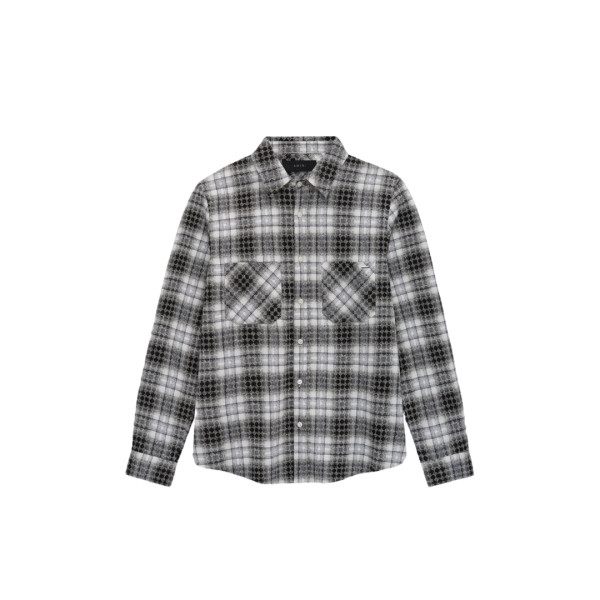 Chemise manche longue AMIRI flanelle coton carreaux noir blanc