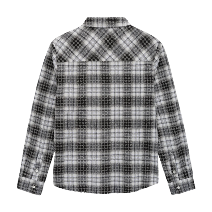 Chemise manche longue AMIRI flanelle coton carreaux noir blanc