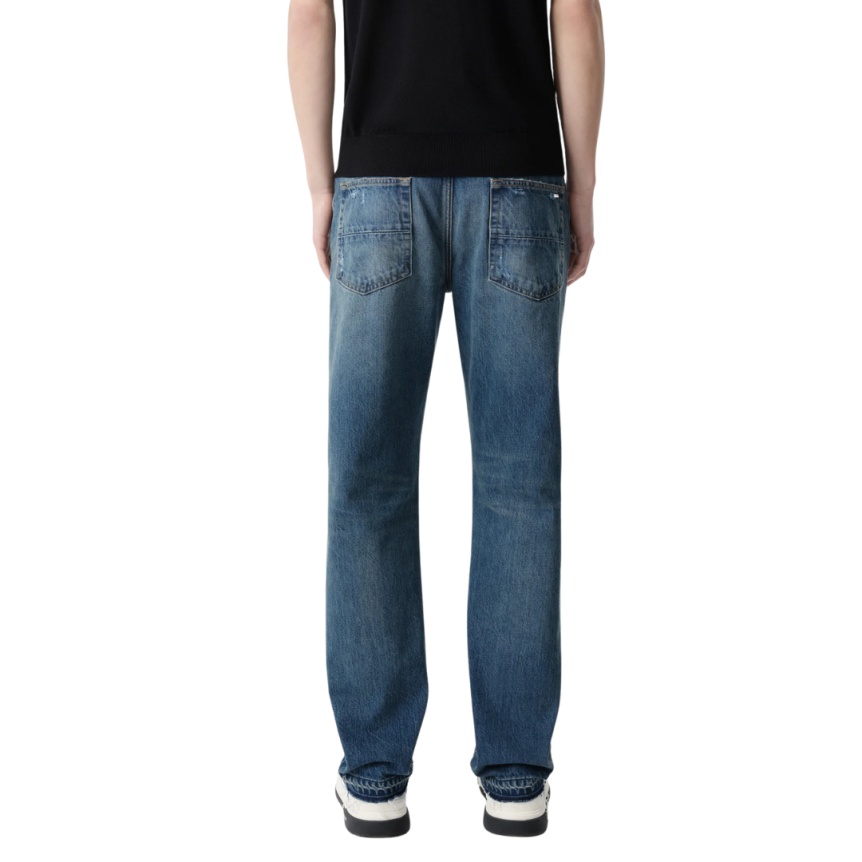 Pantalon jean AMIRI droit 5 poches denim coton bleu délavé