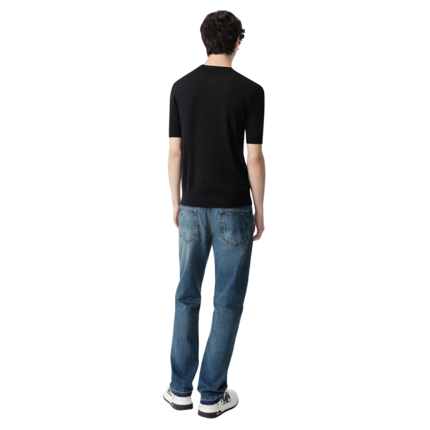 Pantalon jean AMIRI droit 5 poches denim coton bleu délavé