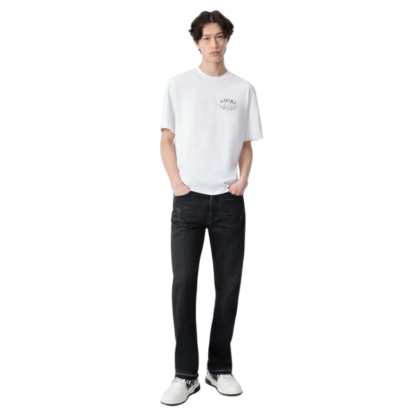 Pantalon jean AMIRI droit 5 poches denim coton bleu délavé