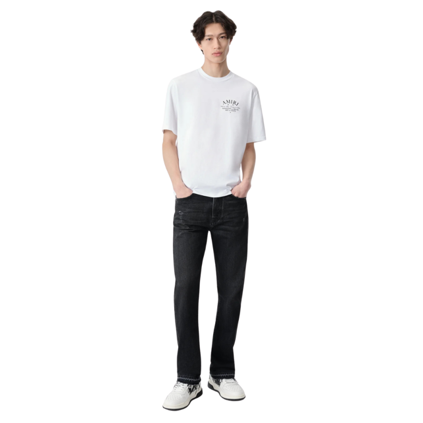 Pantalon jean AMIRI droit 5 poches denim coton bleu délavé