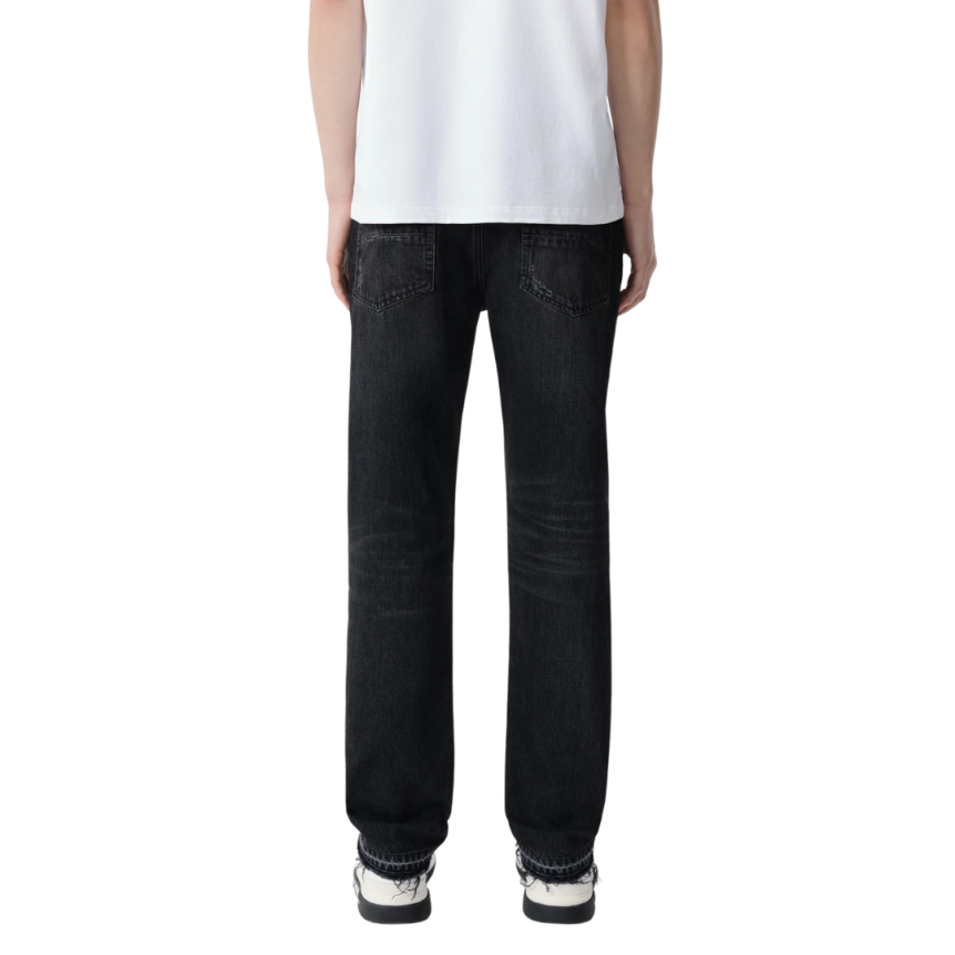 Pantalon jean AMIRI droit 5 poches denim coton bleu délavé