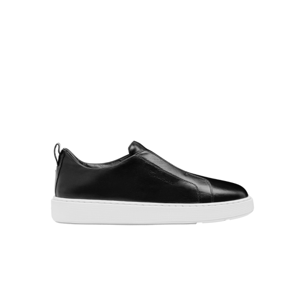 Baskets sans lacets SANTONI sneaker à enfiler cuir ultra touch noir