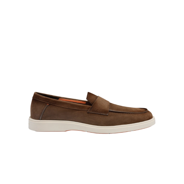 Mocassin  SANTONI Penny daim marron semelle gomme