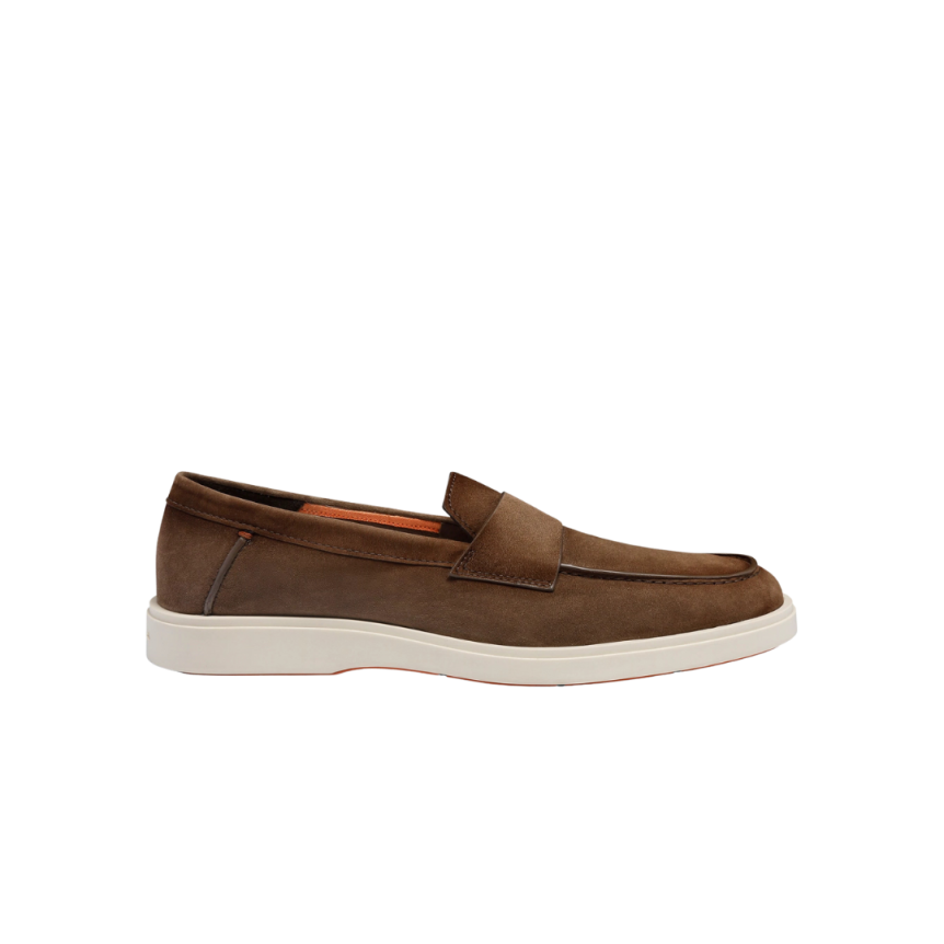 Mocassin  SANTONI Penny daim marron semelle gomme