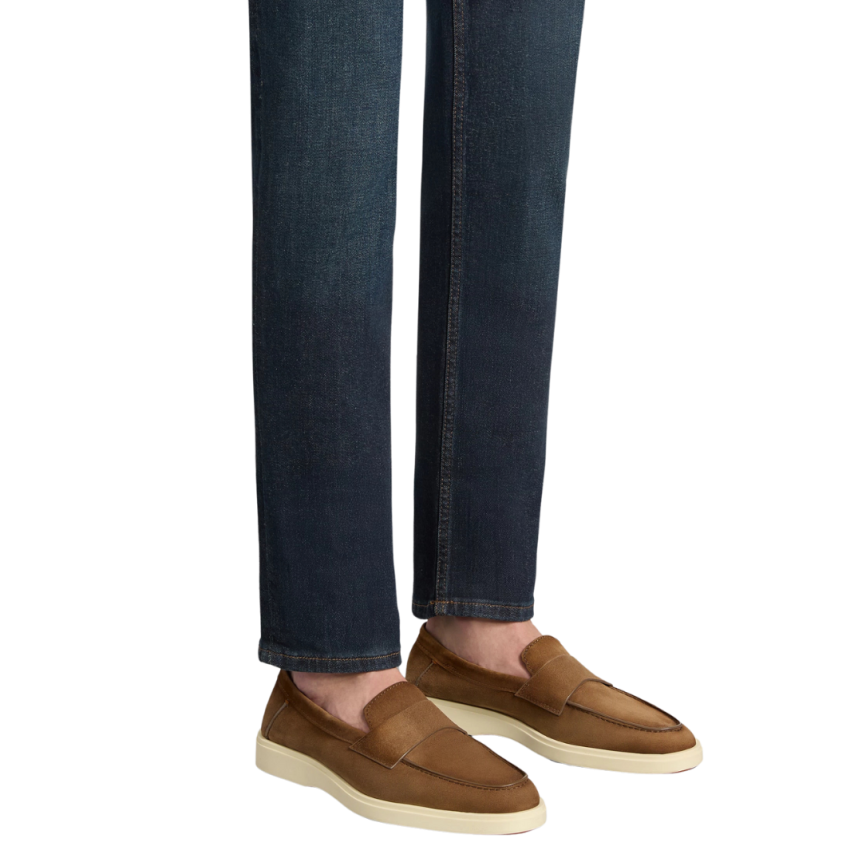 Mocassin  SANTONI Penny daim marron semelle gomme