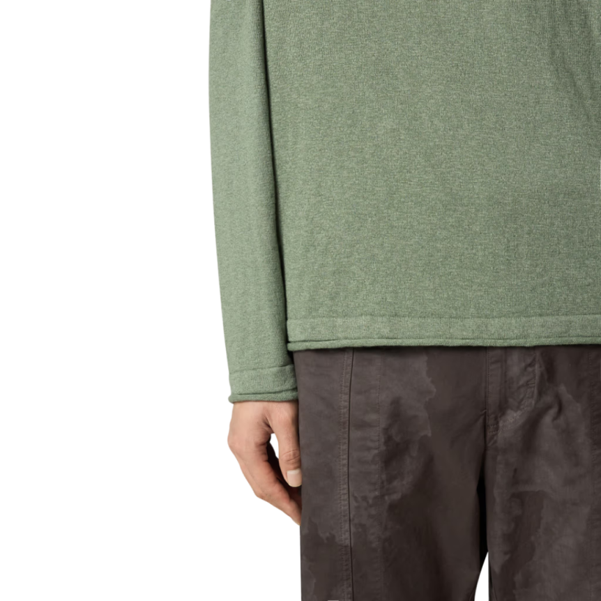 Pull ras-du-cou STONE ISLAND coton bio nylon vert mousse bord roulotté