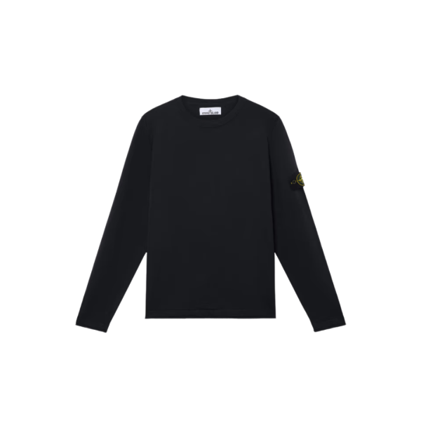 Pull ras-du-cou STONE ISLAND coton bio nylon noir bord roulotté