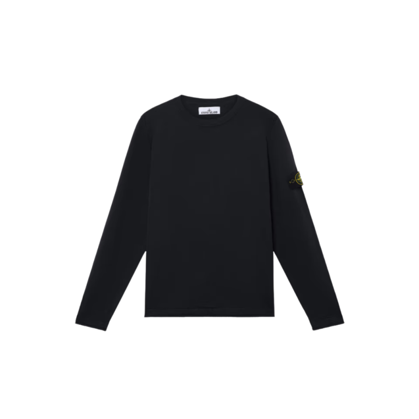 Pull ras-du-cou STONE ISLAND coton bio nylon noir bord roulotté