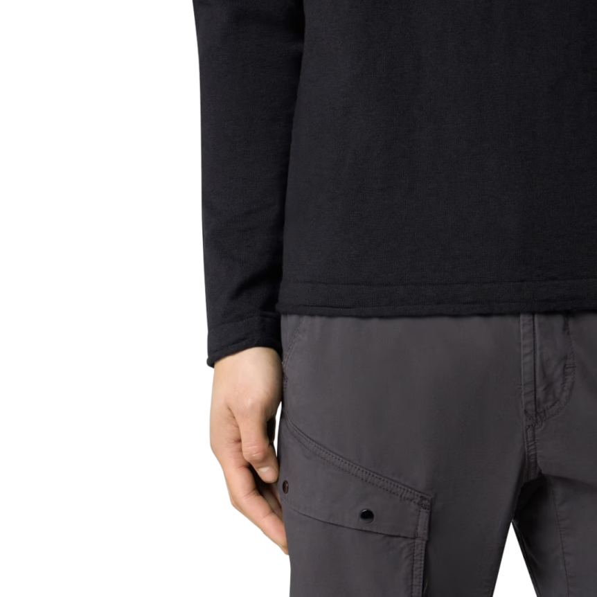 Pull ras-du-cou STONE ISLAND coton bio nylon noir bord roulotté