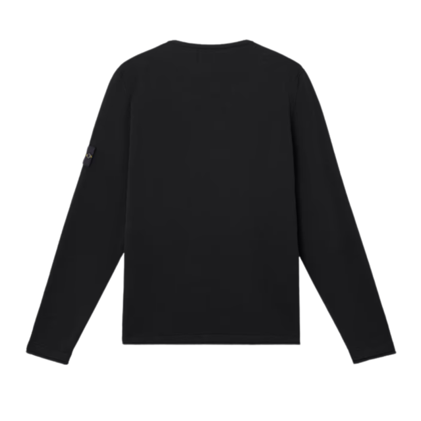Pull ras-du-cou STONE ISLAND coton bio nylon noir bord roulotté
