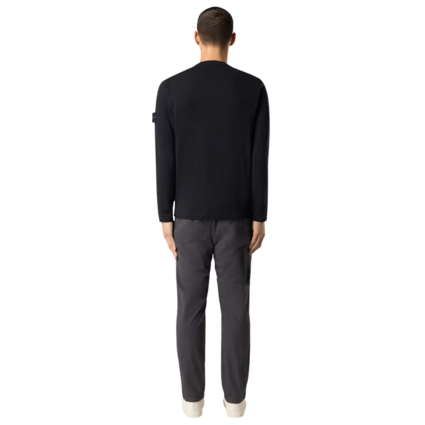 Pull ras-du-cou STONE ISLAND coton bio nylon noir bord roulotté