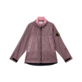 Blouson zippé à capuche lin résine bordeaux col rose