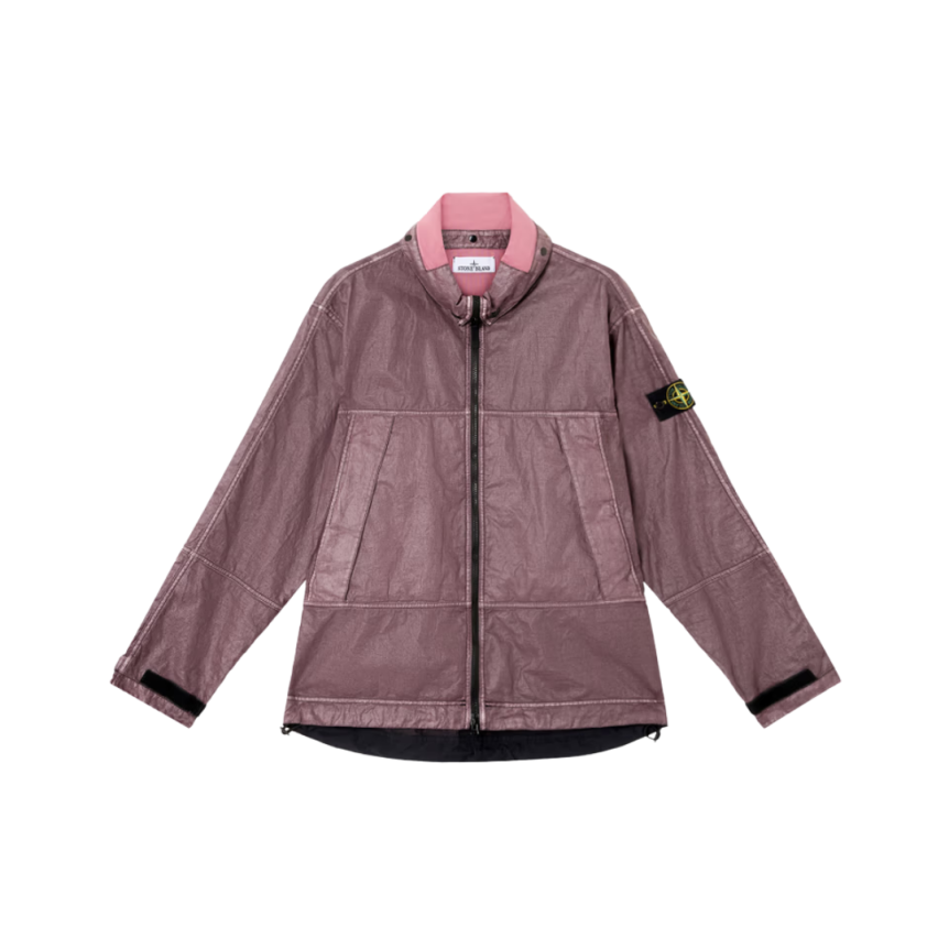 Blouson zippé à capuche STONE ISLAND gilet nylon métal ECONYL® bordeaux
