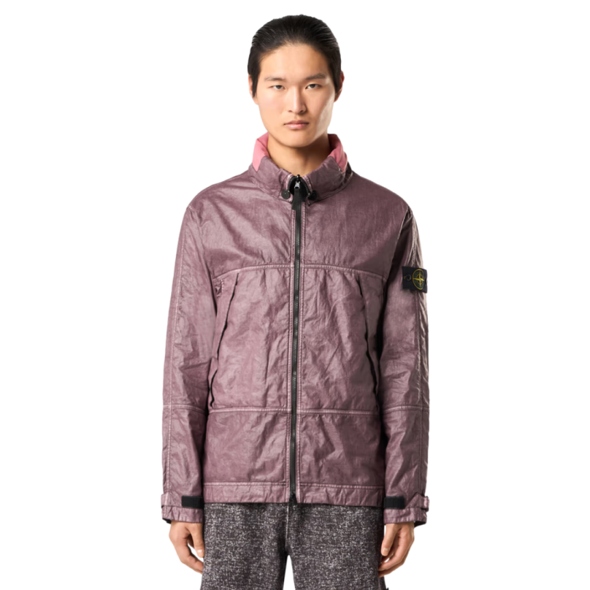 Blouson zippé à capuche STONE ISLAND gilet nylon métal ECONYL® bordeaux