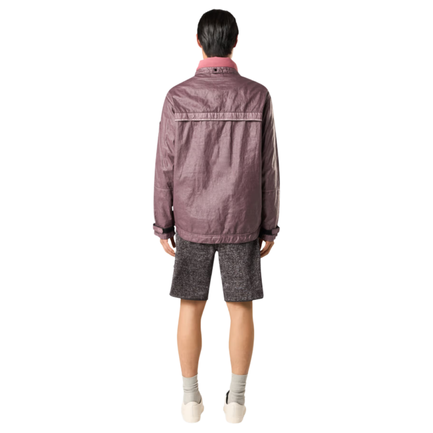 Blouson zippé à capuche STONE ISLAND gilet nylon métal ECONYL® bordeaux