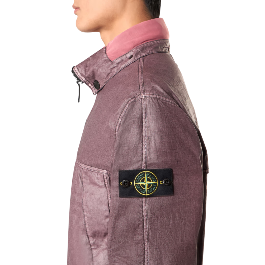 Blouson zippé à capuche STONE ISLAND gilet nylon métal ECONYL® bordeaux