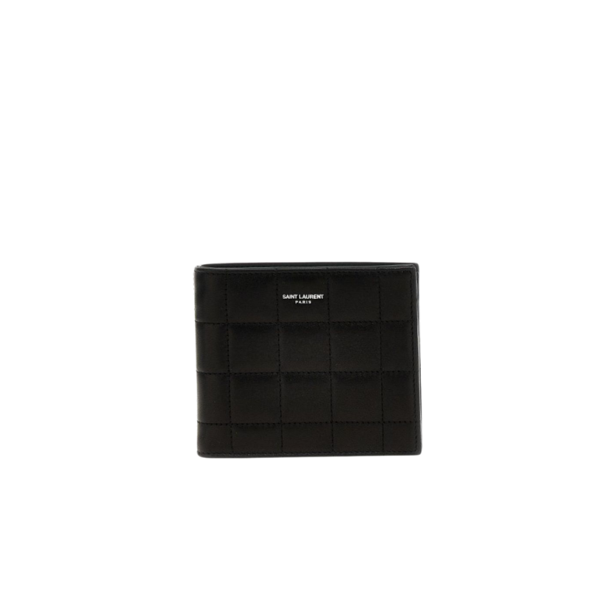 SAINT LAURENT Porte-cartes 2 volets cuir matelassé noir logo