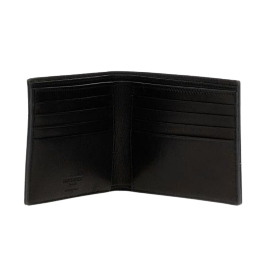 SAINT LAURENT Porte-cartes 2 volets cuir matelassé noir logo