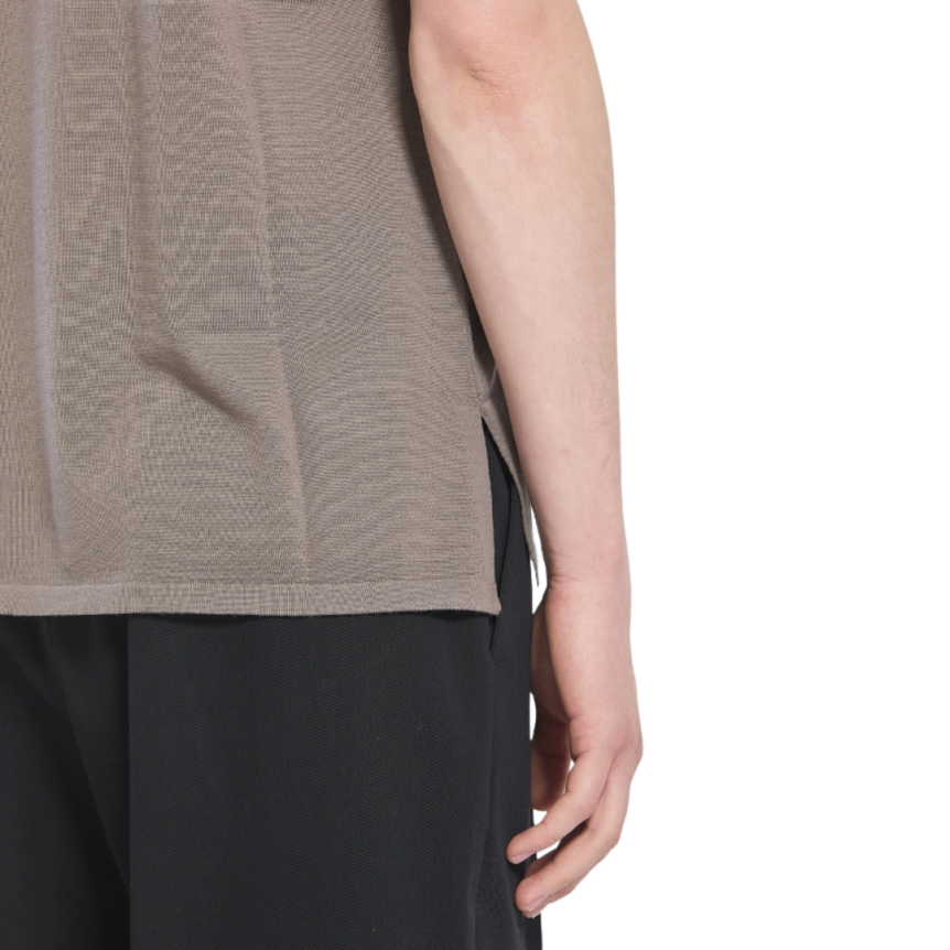 Pull manche courte SAINT LAURENT laine gris taupe poche logo