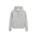 Sweat-shirt à capuche coton gris chiné Cœur rouge