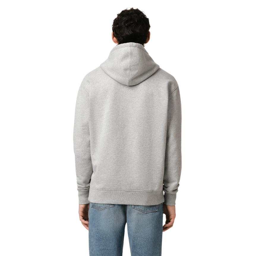 Sweat-shirt à capuche AMI Paris coton gris chiné Cœur rouge