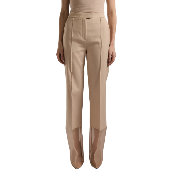 Pantalon en radzimir BARBARA BUI coton soie organza nude beige rosé