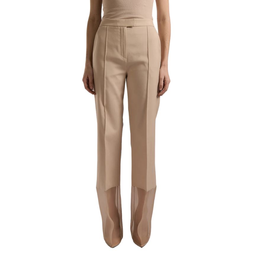 Pantalon en radzimir BARBARA BUI coton soie organza nude beige rosé