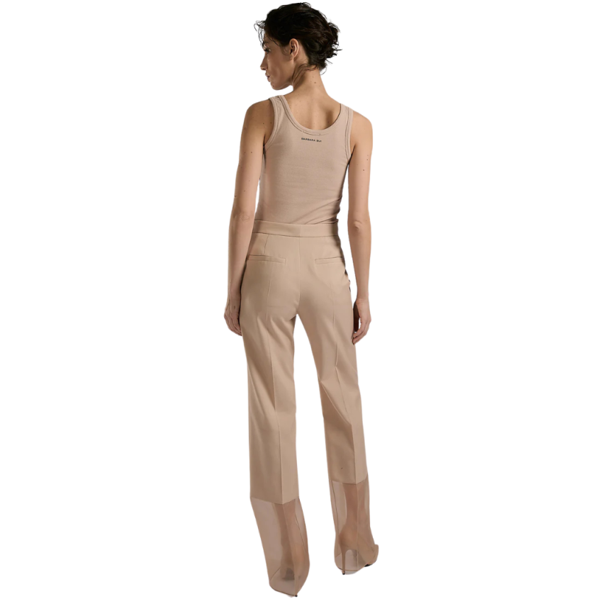 Pantalon en radzimir BARBARA BUI coton soie organza nude beige rosé