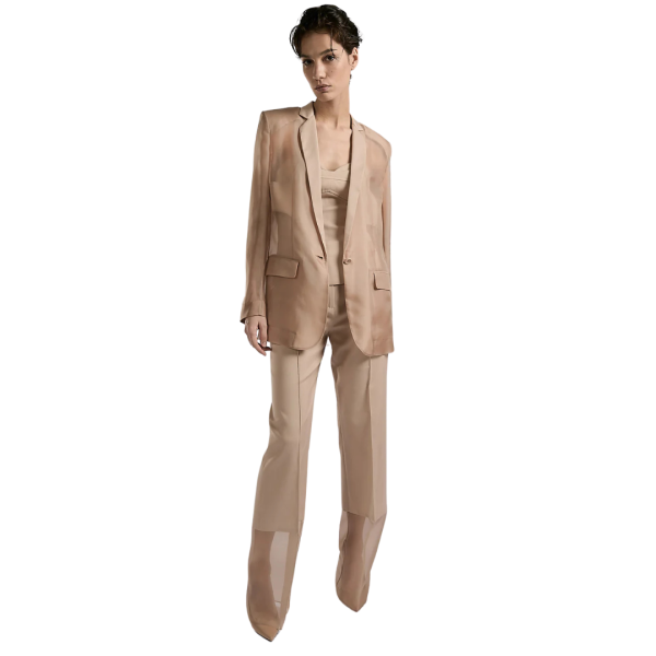 veste de costume BARBARA BUI organza soie nude beige rosé