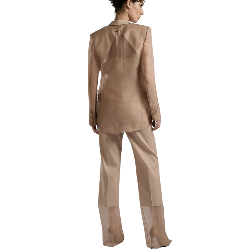 veste de costume BARBARA BUI organza soie nude beige rosé