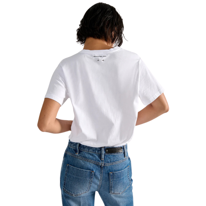T-shirt manche courte BARBARA BUI coton blanc encolure drapée