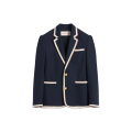 Veste droite jersey coton bleu marine passepoil cordon boutons dorés