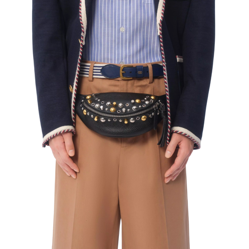 Veste droite VALENTINO jersey coton bleu marine passepoil cordon boutons dorés